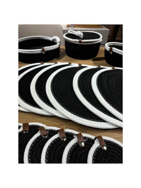 SteweHome Black Wicker Placemats 33x33cm 15 Pieces