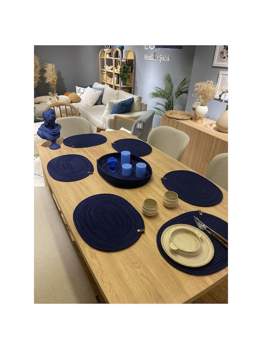 SteweHome Tischsets Korbweide Blau 40x30cm 7 Stück