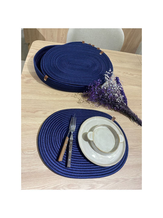 SteweHome Tischsets Korbweide Blau 40x30cm 7 Stück