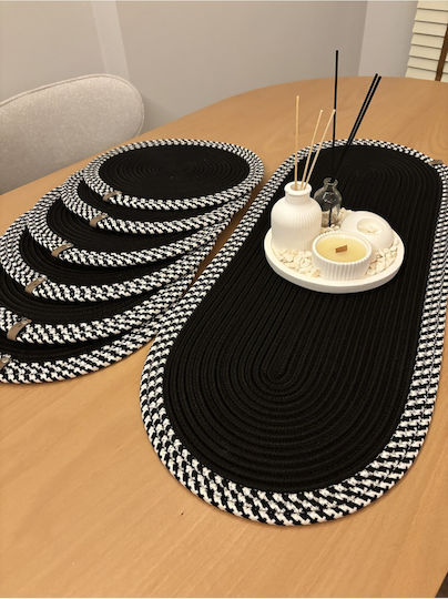 SteweHome Wicker Black Placemats 80x30cm 6 Pieces