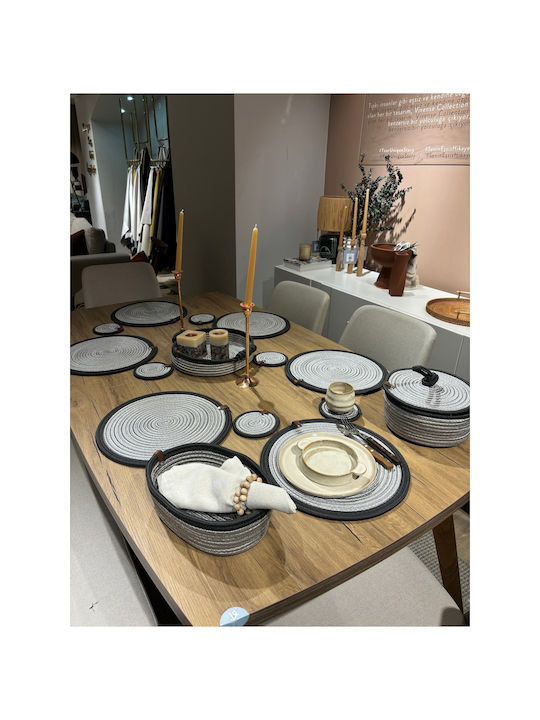 SteweHome Σουπλά Στρογγυλό Ψάθινο Γκρι 33cm 15τμχ