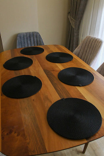 SteweHome Black Placemats 32x32cm 6 Pieces