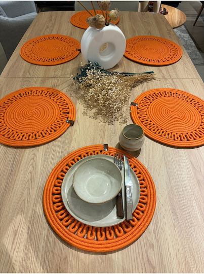 SteweHome Wicker Orange Placemats 33x33cm 6 Pieces