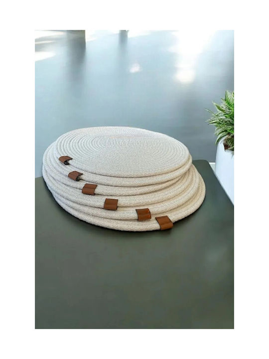 SteweHome Σουπλά Στρογγυλό Ψάθινο Μπεζ 32cm 6τμχ