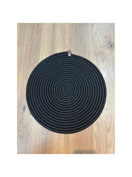 SteweHome Round Black Wicker Placemats 33cm 6 Pieces