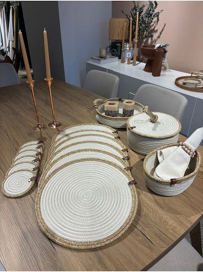 SteweHome Wicker Beige Placemats 33x33cm 15 Pieces