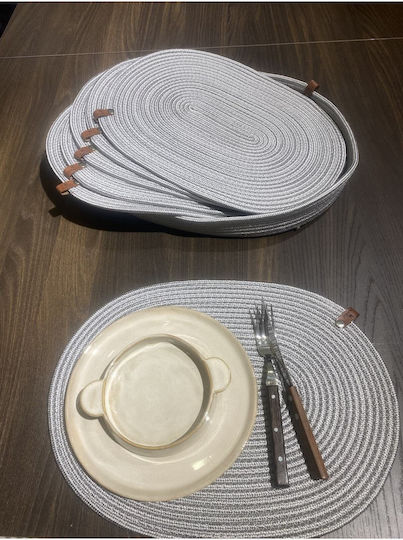 SteweHome Seturi De Masă Din Paie Gri 40x30cm 7 Bucăți