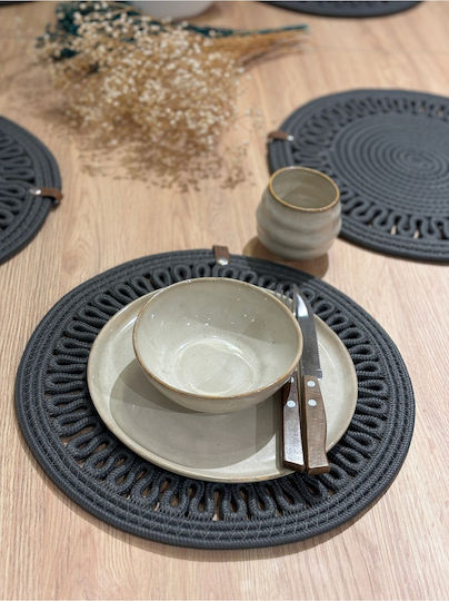 SteweHome Tischsets Rund Korbweide Graue 33cm 6 Stück