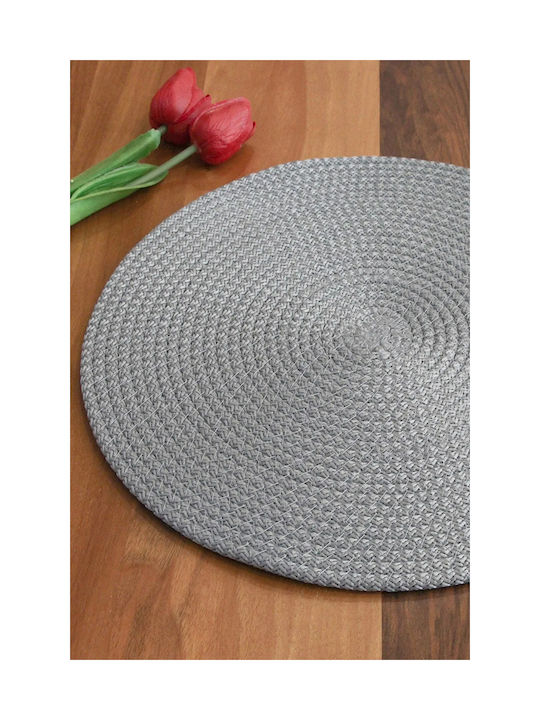 SteweHome Round Fabric Gray Placemats 32cm 6 Pieces