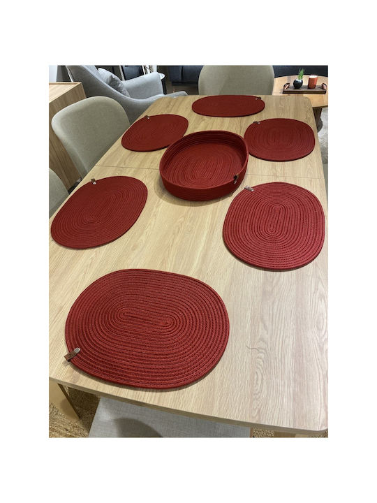 SteweHome Wicker Red Placemats 40x30cm 7 Pieces