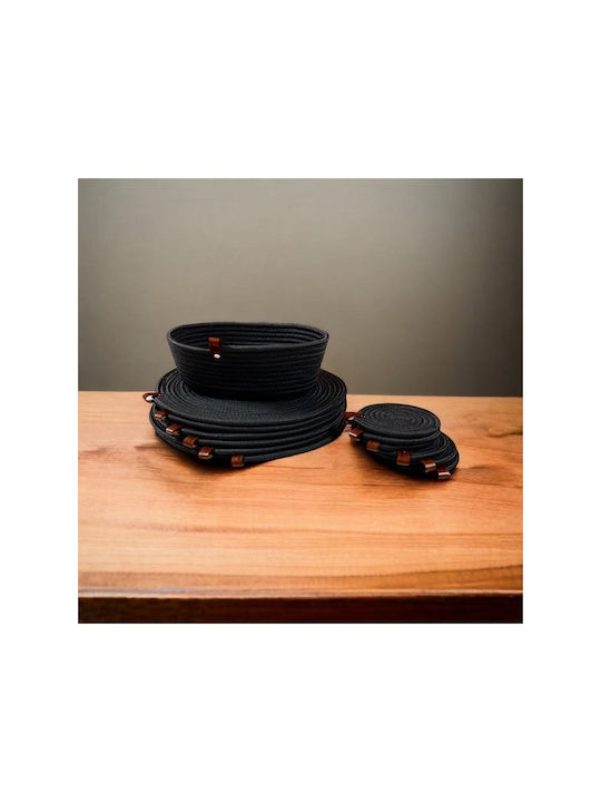 SteweHome Black Wicker Placemats 33x33cm 13 Pieces