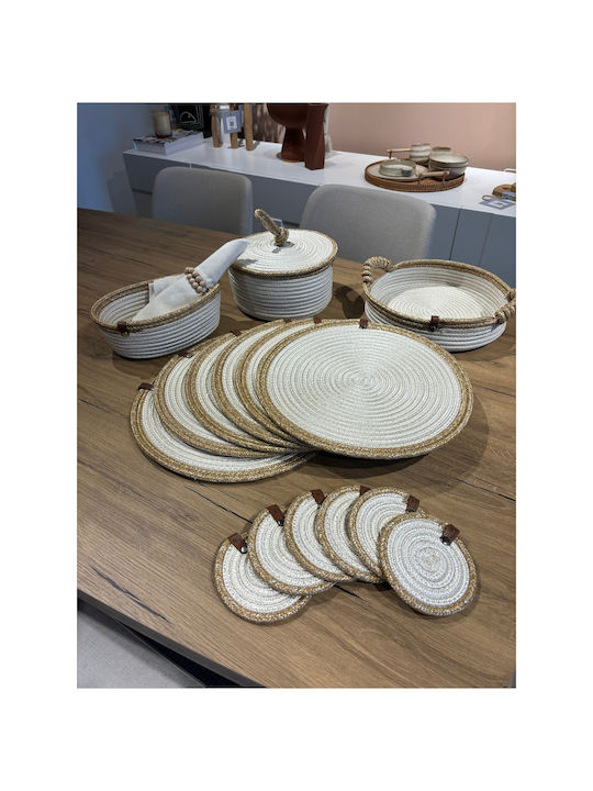 SteweHome Wicker Beige Placemats 33x33cm 15 Pieces