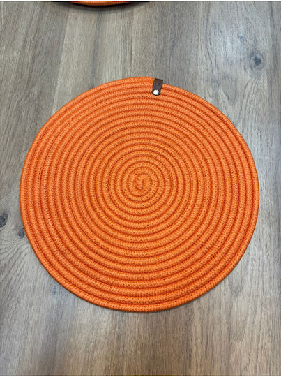 SteweHome Round Wicker Orange Placemats 33cm 6 Pieces