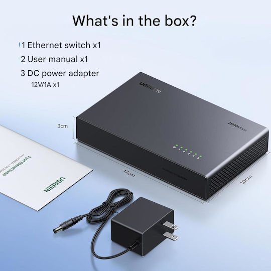 Ugreen X002FLADMZ Comutator Negestionat cu 5 Porturi Gigabit (1Gbps) Ethernet