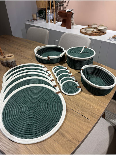 SteweHome Wicker Green Placemats 33x33cm 15 Pieces