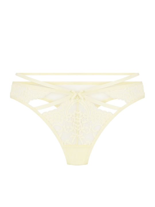 Wera Damen-String mit Spitze Gelb