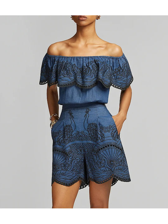 Set With Denim Skirt Blue