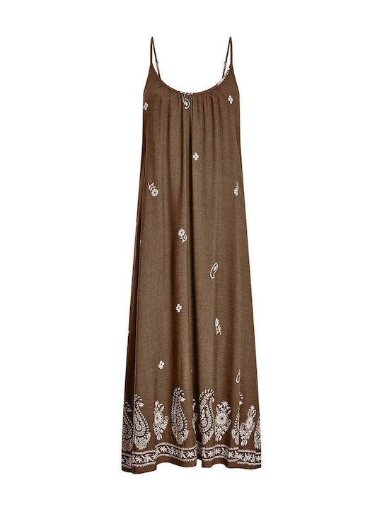 Celestino Damenkleid Maxi Lässiger Schnitt Braun