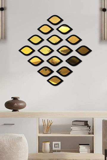 Stewehome Set of Decorative Plexiglass Mirrors Wooden Texture 13x8x4 Cm