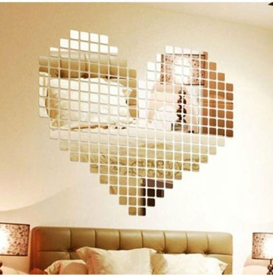Stewehome Decorative Asymmetric Wall Mirror Plexiglass Gold Set Gold 3x3 Cm