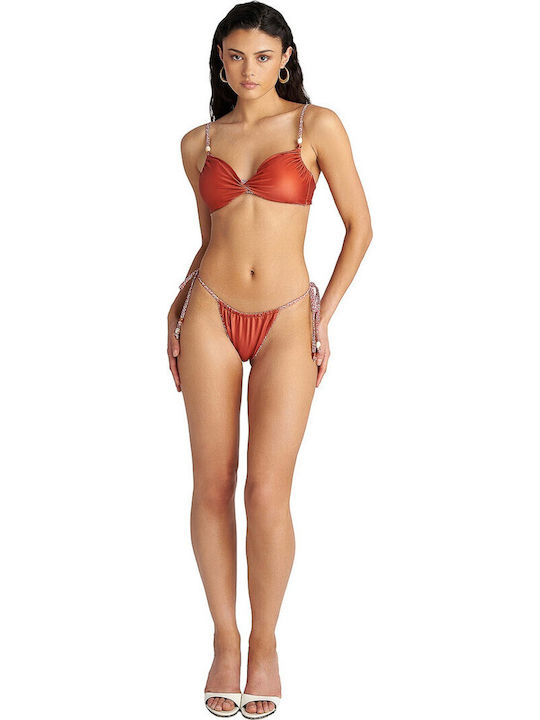 Bikinihosen Slip mit Schnürung Bronzefarbe