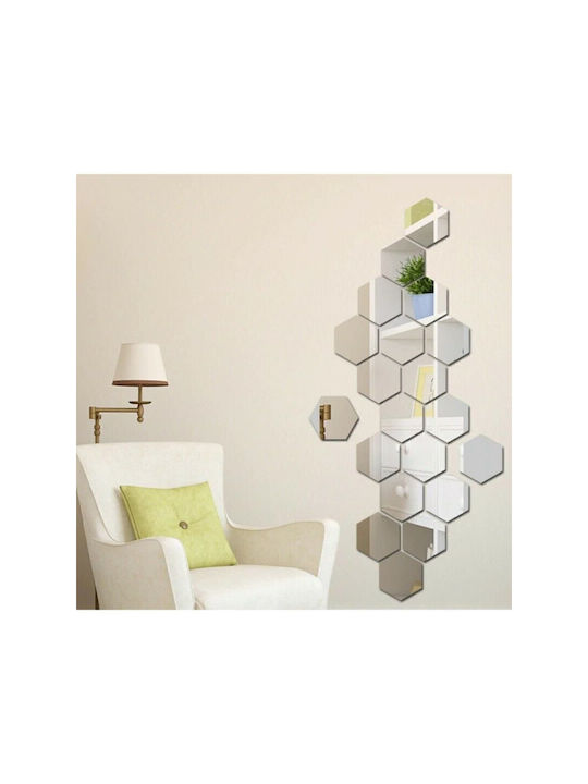 SteweHome Oglindă de Perete Asimetrică cu Ramă din Plastic Argintiu 12x11cm