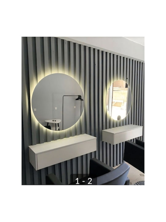 SteweHome Καθρέπτης Τοίχου με Πλαίσιο & LED Φωτισμό Διαμέτρου 67cm
