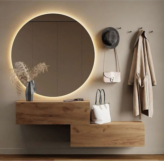 SteweHome Wall Mirror with Frame & LED Lighting Diameter 67cm