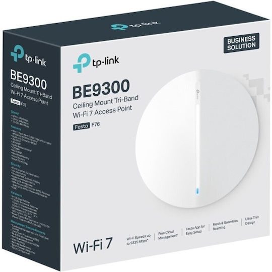 TP-LINK Festa F76 Zugangspunkt mit Mesh Wi-Fi 7 Tri Band (2.4 & 5 & 6GHz) Einzelner Bausatz