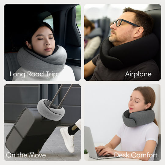 SteweHome Memory Foam Travel Pillow with Carry Case Gray