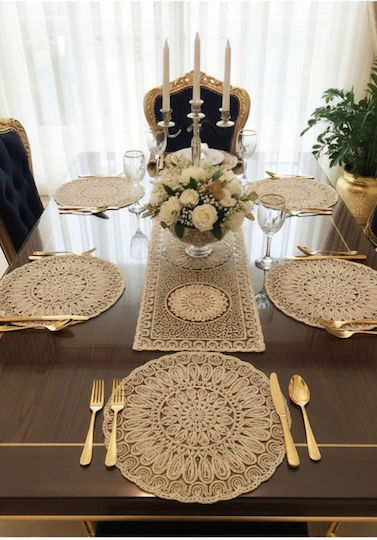 SteweHome Runner Set with Lace Beige 34x48cm
