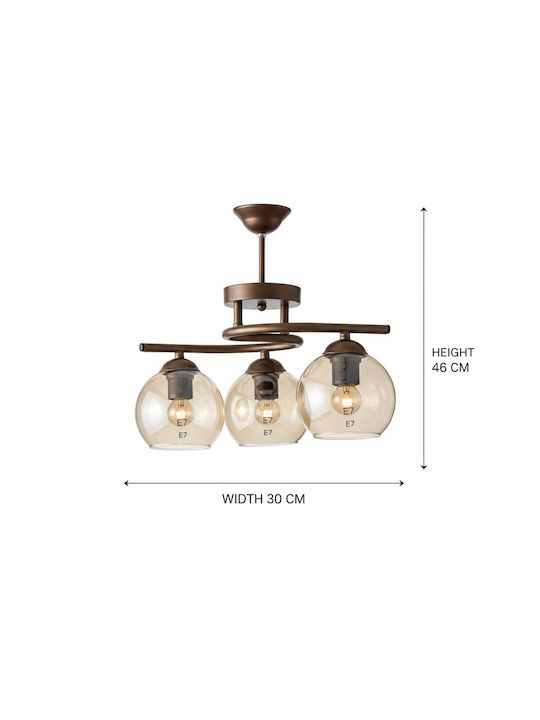 SteweHome Brown Pendant Ceiling Light with E27 Socket 30x46x20cm