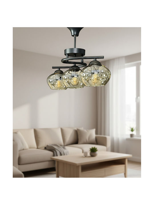 SteweHome Brown Pendant Ceiling Light with E27 Socket 30x46x20cm
