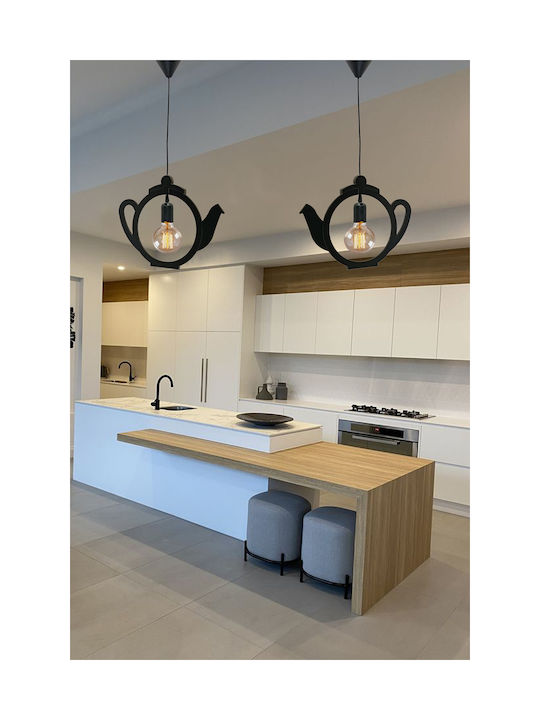 SteweHome Black Pendant Ceiling Light with E27 Socket 60x42x51cm