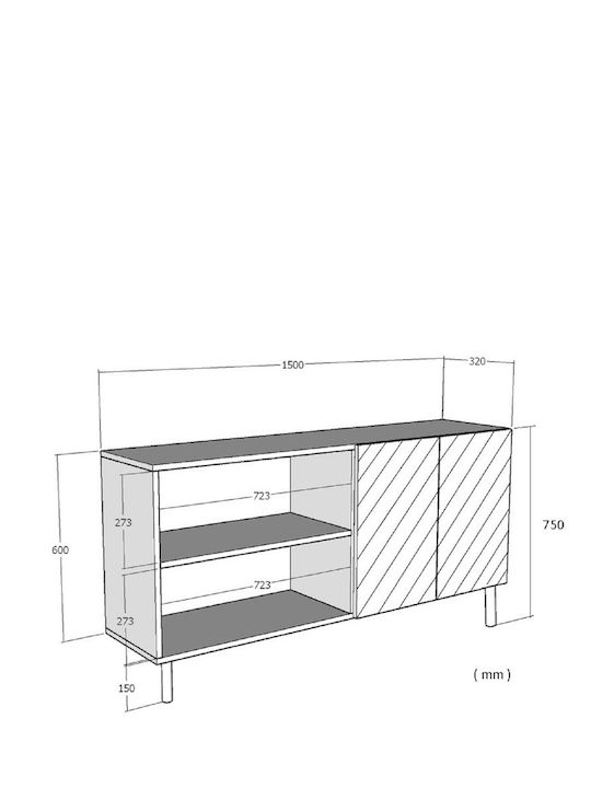 Stand TV Alb L150xA32xÎ75cm