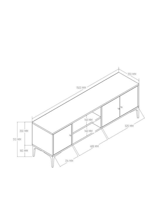 Έπιπλο Τηλεόρασης Κίτρινο Μ150xΠ35xΥ51cm