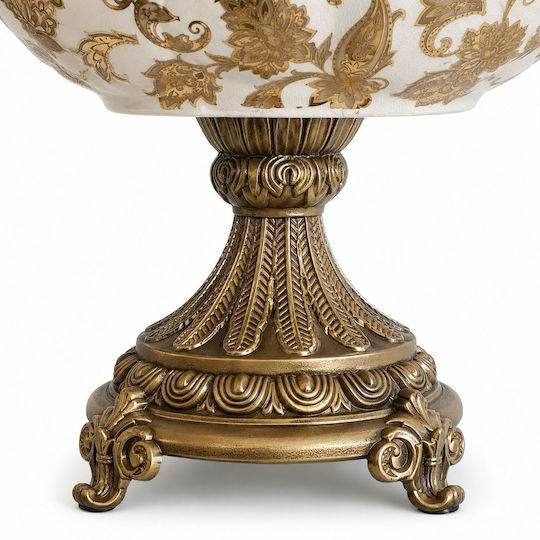 Porzellanschale für Obst mit metallischer Weißgold-Oberfläche 50x20x31cm Porzellanschale für Obst mit metallischer Weißgold-Oberfläche 50x20x31cm