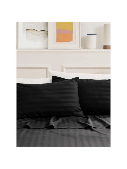 SteweHome Σετ Μαξιλαροθήκες Μαύρες 50x70εκ.
