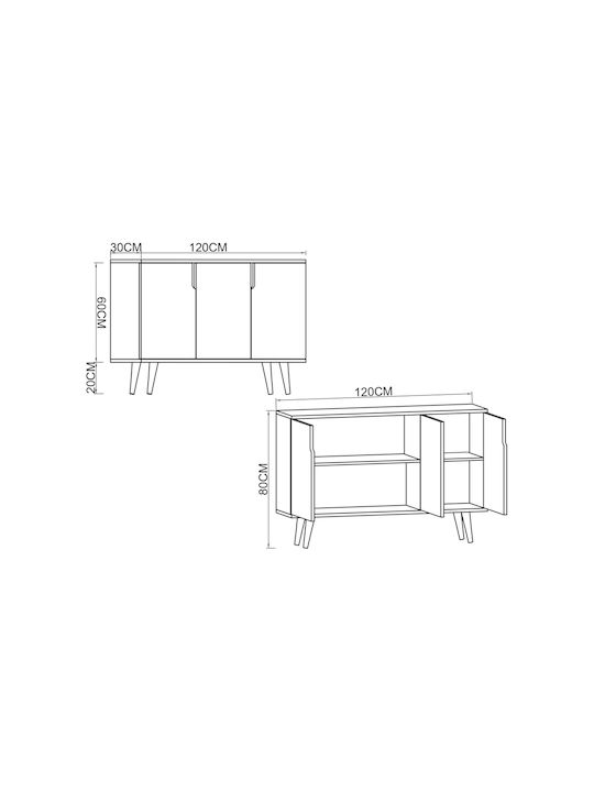 Μπουφές Ξύλινος Καφέ 120x30x80cm