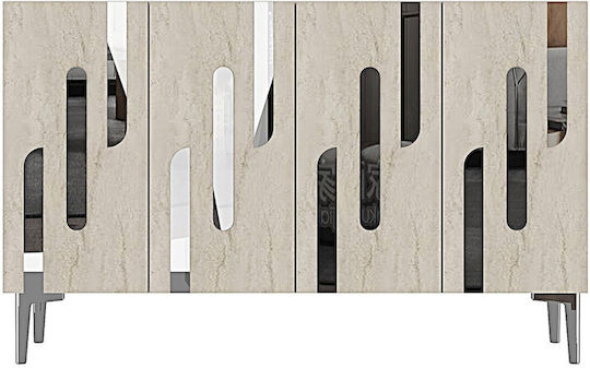 SteweHome Μπουφές Ξύλινος mit Spiegel Weiß 120x32x75cm