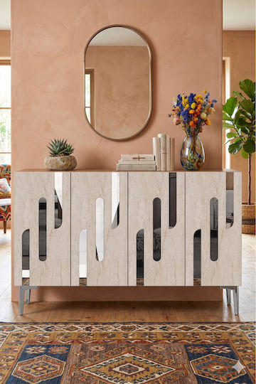 SteweHome Μπουφές Ξύλινος mit Spiegel Weiß 120x32x75cm