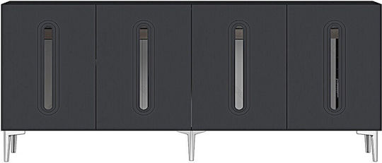 Wooden Sideboard with Mirror Gray 180x32x75cm