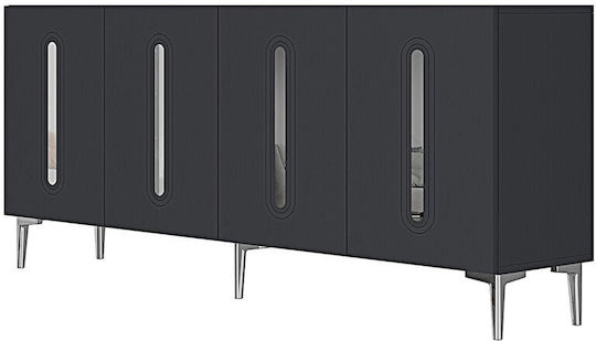 Wooden Sideboard with Mirror Gray 180x32x75cm