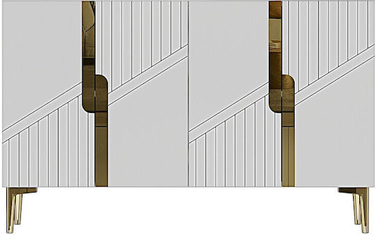 SteweHome Μπουφές Ξύλινος mit Spiegel Λευκά 120x32x75cm