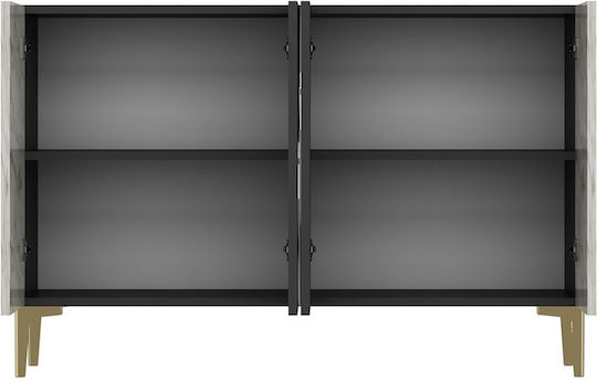 Буфет Дървен с Огледало Сив 120x32x75см