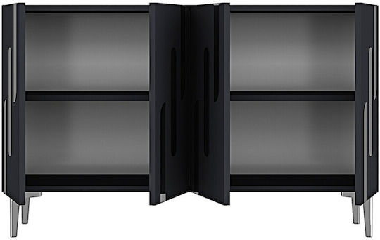 Буфет Дървен с Огледало Сив 120x32x75см