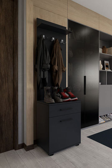 Entryway Furniture with Mirror Hanger & Wardrobe Cream 56x37x187cm