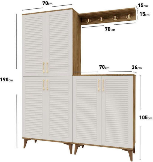 Mobilier Hol cu Suport pentru Haine și Dulap Lemn Sintetic 140x36x190cm