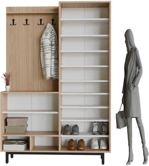 Hallway Furniture with Hanger Shoe Rack & Wardrobe White 59.5x35.5x16.5cm