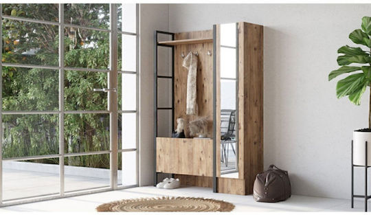 Mobilier Hol cu Oglindă Suport pentru Haine Suport pentru Pantofi și Dulap Maro 40x90x180cm